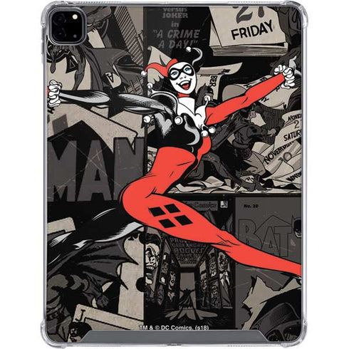 DC Comics Harley Quinn Vintage Action pose pattern iPad Pro 12.9in (2020) Clear Case